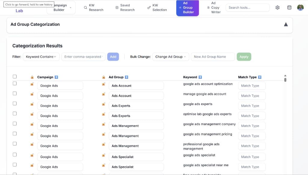 Ad Group Builder